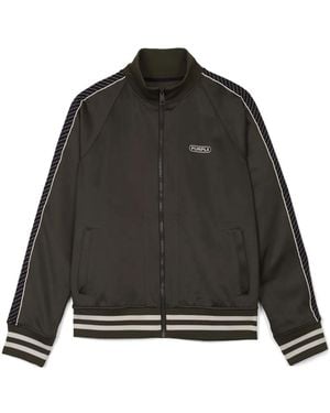 Purple Brand Striped-Edge Lightweight Jacket - Black