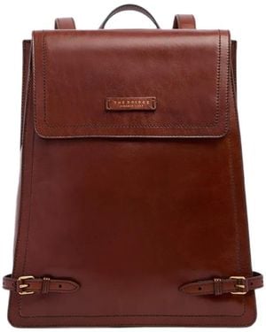 The Bridge Buckle-Detail Leather Backpack - Red