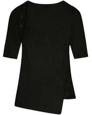 Courreges Haut Côtelé À Boutonnière - Noir