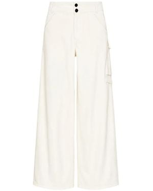 Self-Portrait Wide-Leg Trousers - White