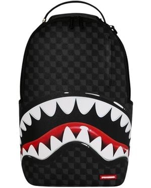 Sprayground Checkered Shark-Print Backpack - Black