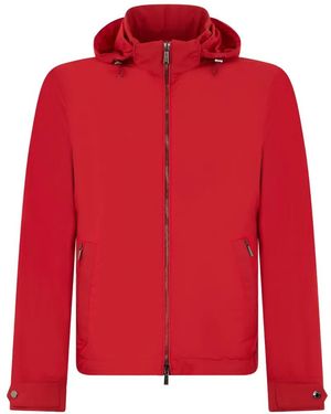 Moorer Hooded Zip-Up Jacket - Red