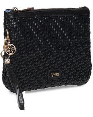 V73 Woven-Effect Zipped Pouch - Black