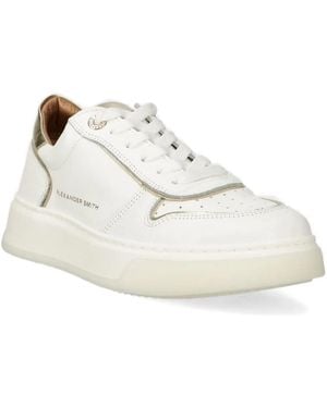 Alexander Smith Metallic-Panel Leather Trainers - White