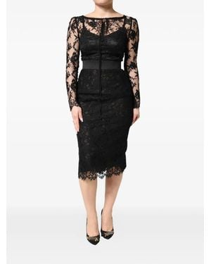 Dolce & Gabbana レーストリム ドレス - ブラック