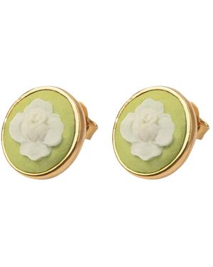 Cameo & Beyond Delicate Rose Stud Earrings - Yellow