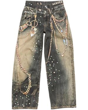 Acne Studios Vaqueros con estampado trompe l'oeil - Gris