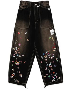 Maison Mihara Yasuhiro Jeans Met Grafische Print - Zwart