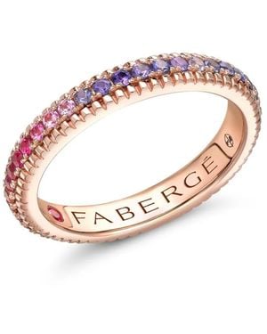 Faberge 18K Rose Goldcolours Of Love Rose Multicolored Gemstone Fluted Eternity Multi Stone Ring - Pink