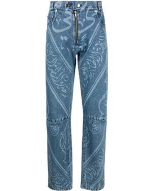 GmbH Graphic-Print Straigh-Leg Jeans - Blue