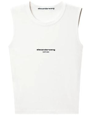 Alexander Wang Top Entallado Con Logo Estampado - Blanco