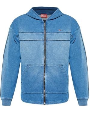 DIESEL S-Blaxt-Hood-Zip-New Hooded Zip-Up Sweatshirt - Blue