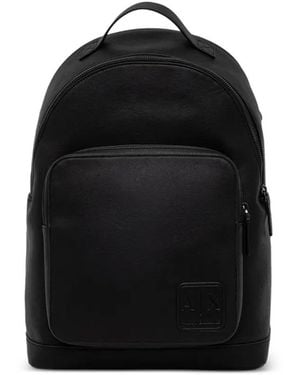 ARMANI EXCHANGE Logo-Patch Pebbled Backpack - Black