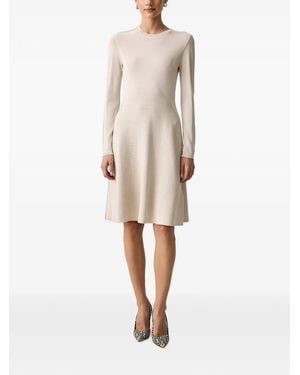 ARMANI EXCHANGE Fine-Knit Long-Sleeve Midi Dress - Natural