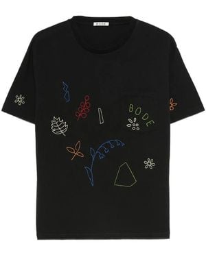 Bode Embroidered Pocket T-Shirt - Black