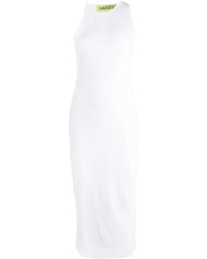 GAUGE81 Altea Asymmetric Ribbed-Knit Midi Dress - White