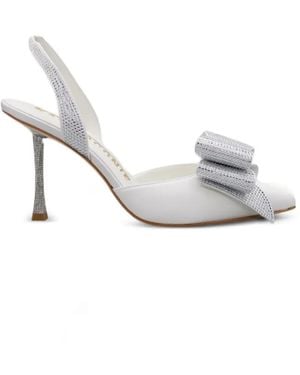 Kat Maconie Crystal-Embellished Bow Slingback Court Shoes - White
