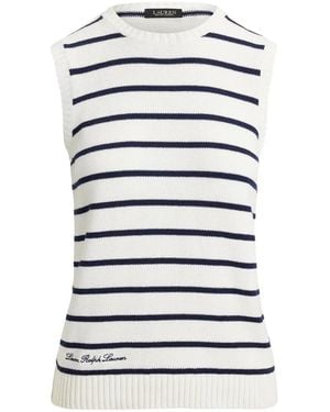 Ralph Lauren Striped Sleeveless Sweater - White