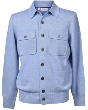 Brunello Cucinelli Geknöpfter Cardigan Mit Aufgesetzten Taschen - Blau