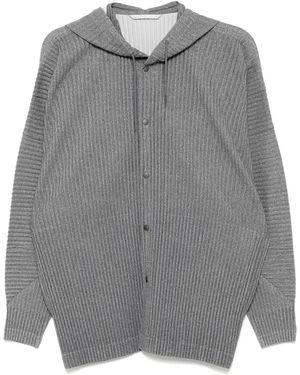 Homme Plissé Issey Miyake Pleated Hooded Jacket - Grey