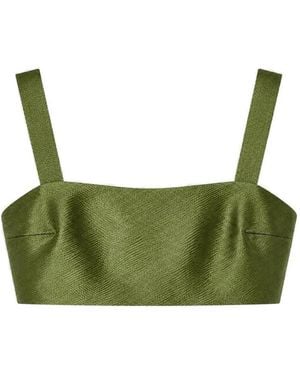 Martinmartin Billie Patterned-Jacquard Crop Top - Green