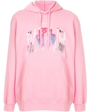 Doublet Embroidered Fringed Hoodie - Pink