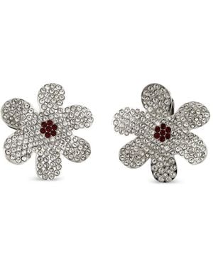 Marni Flower-Shape Crystal Earrings - White