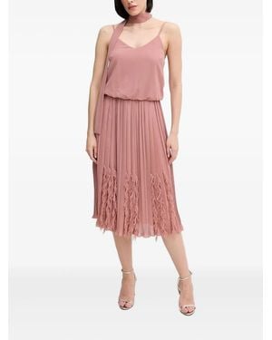 Sandro Ferrone Pleated Fringe Midi Dress - Pink