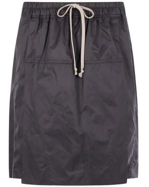 Moncler X Rick Owens Logo-Patch Kilt Panel Shorts - Gray