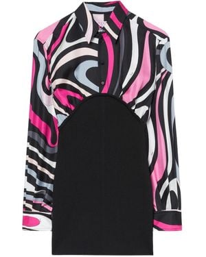 Emilio Pucci Marmo-Print Shirt Mini Dress - Black