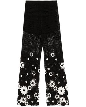 Maje Pantaloni Con Ricamo A Fiori - Nero