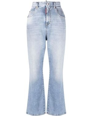 DSquared² High-Waisted Cropped Flared Jeans - Blue