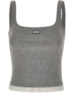 Entire studios Lounge Cropped Ribbed Top - Grey
