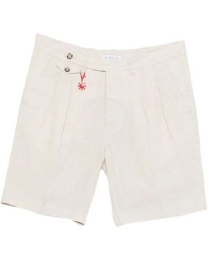 Manuel Ritz Pleated Linen Shorts - White