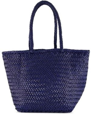 Dragon Diffusion Small Grace Leather Woven Tote Bag - Blue