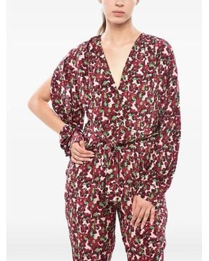 Stella McCartney Blossom Floral-Print Silk Jumpsuit - Red