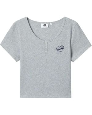 Chocoolate Ribbed Button T-Shirt - Gray