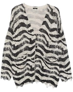 R13 Cárdigan Oversize Con Estampado De Cebra - Blanco