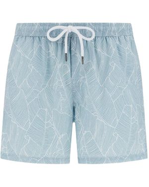 BOGGI リーフプリント ワンピース水着 - ブルー