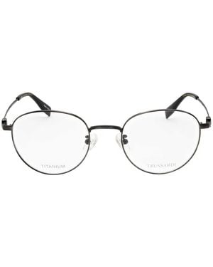Trussardi Matte Round-Frame Glasses - Natural