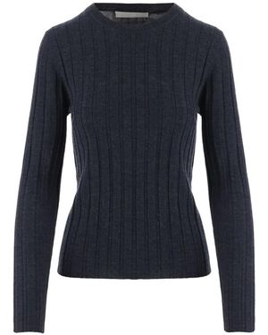 Allude Ribbed-Knit Crew-Neck Sweater - Blue