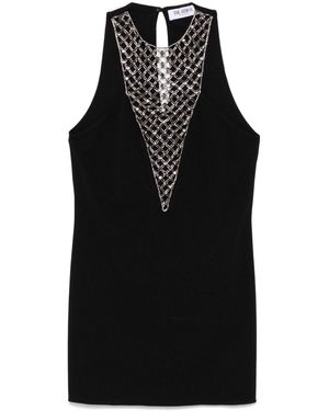 The Attico Short Dress With Crystals - Black