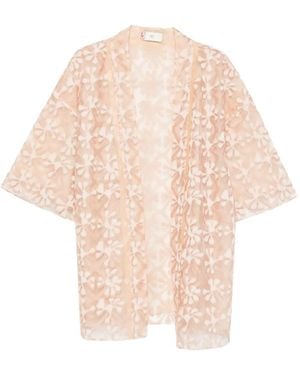 Hui Milano Alberto Floral-Appliqué Sheer Kimono - Natural
