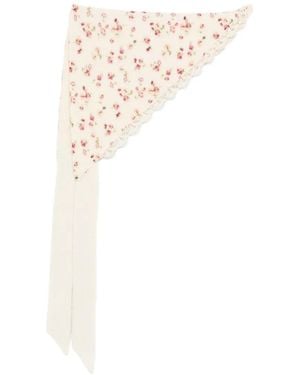 Magda Butrym Écharpe À Fleurs Brodés - White