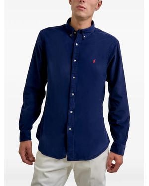 Polo Ralph Lauren Corduroy Embroidered-Logo Shirt - Blue