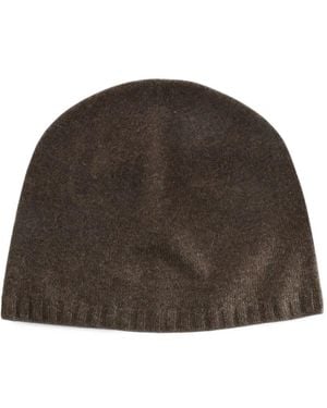 Ziggy Chen Slouchy Ribbed-Trim Beanie Hat - Brown