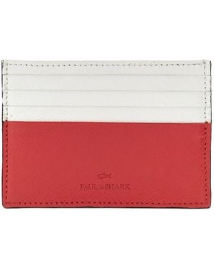 Paul & Shark Saffiano-Leather Card Holder - Red