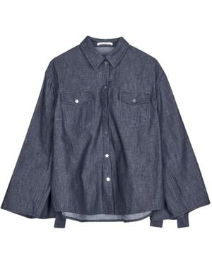 Cecilie Bahnsen Coral Bow-Embellishment Denim Shirt - Blue