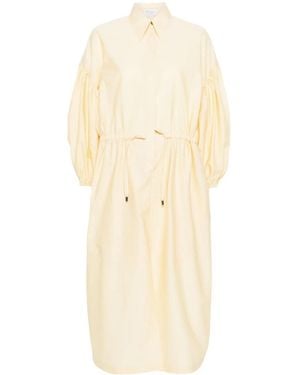 Brunello Cucinelli Balloon-Sleeve Shirt Maxi Dress - Natural