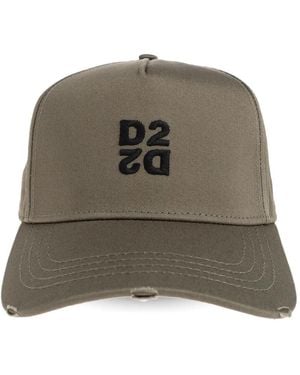 DSquared² Logo-Embroidered Distressed Baseball Cap - Green
